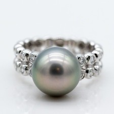 Ring Schoeffel 750/18K Weißgold Diamanten ca. 1ct I/SI2 Gr. 54 Perlen