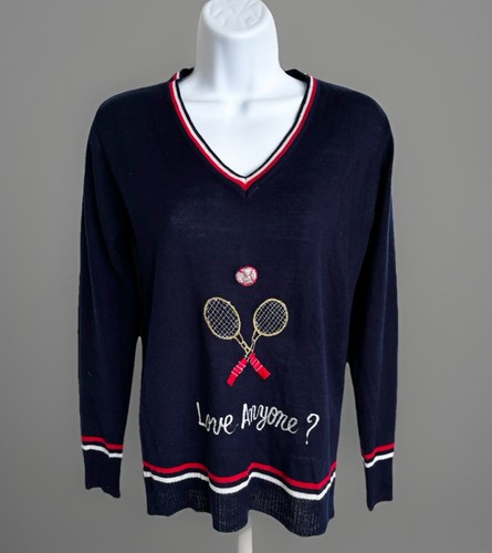 Vintage ROCHELLE CALIFORNIA “ Love, Anyone ? Tennis Pullover Sweater