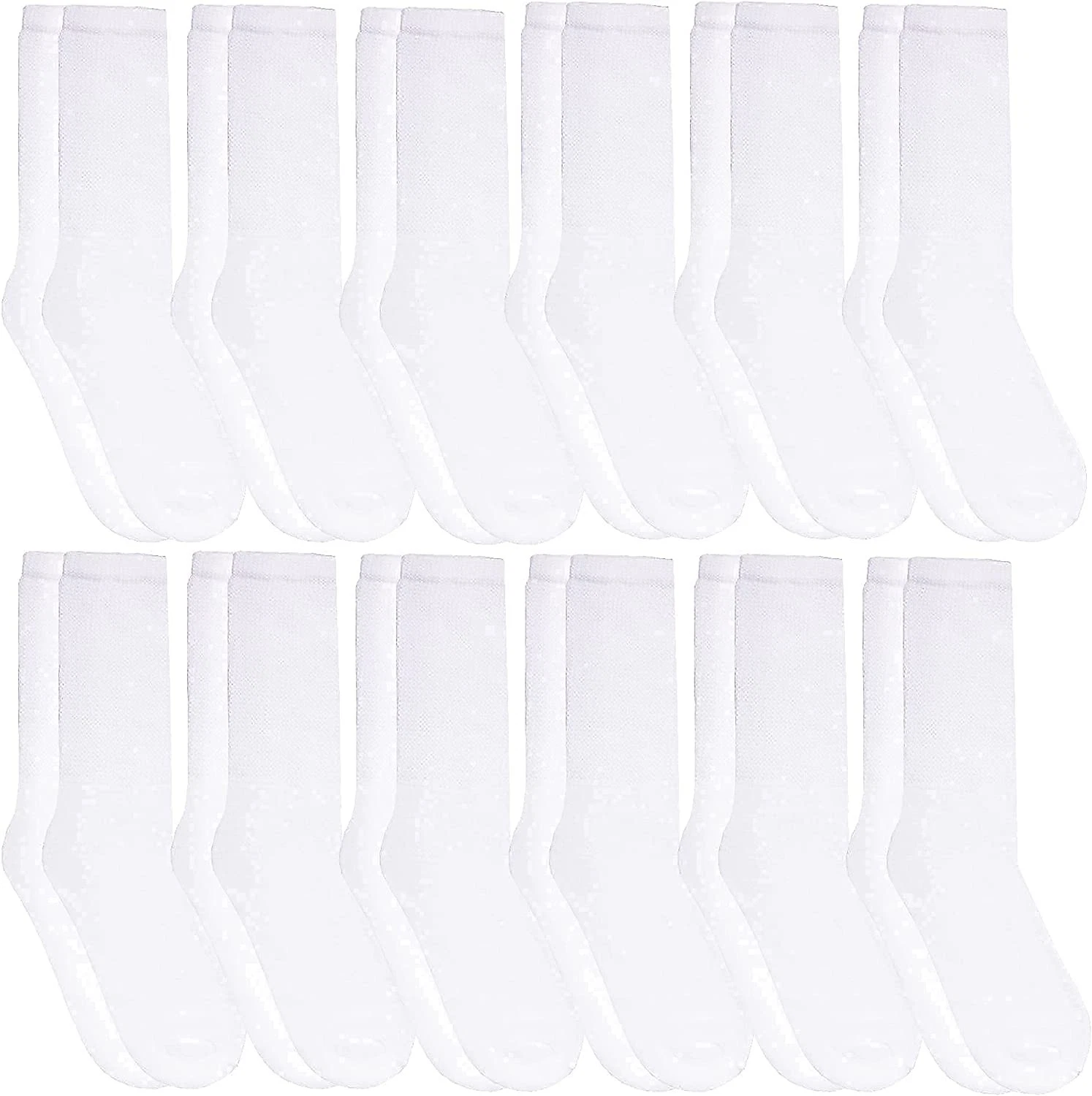 12 Pairs Womens White Diabetic Socks for Neuropathy, Edema, Circulation, 9-11
