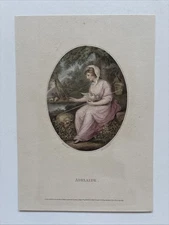 1798 Bartolozzi Engraving Adelaide, seated with a dove on her lap and a crook