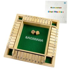 Shut The Box 4 Joueurs -Jeux de société en Bois Classique-Jeu de dés-Jeu de R...