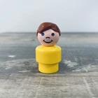 Vintage Fisher Price Little People Brown Hair Boy With Yellow Body Figure