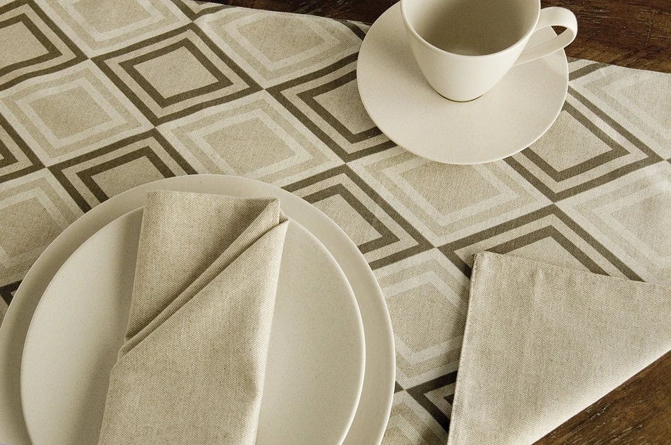 Corredor de mesa de lino diamante, 13"x36", lino Foto 3 de 4