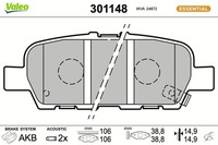 NEU - Valeo 301148 Bremsbelagsatz, Scheibenbremse FüR Infiniti Renault