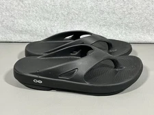 OOFOS Black Recovery Thong Sandals Flip Flops Sz Mens 11 Womens 13 EU 44 Unisex