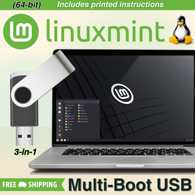 Linux Mint 22.2 ''Zara'' | 3-in-1 Multiboot (64GB, USB 3.0) | XFCE Cinnamon MATE