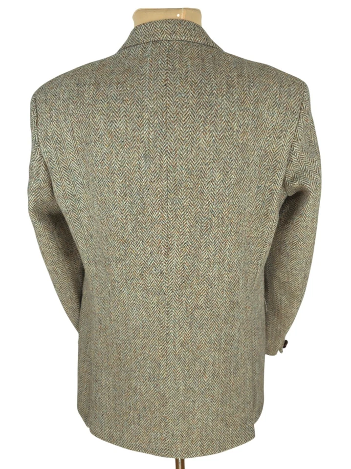 Harris Tweed Mens Beige Wool Herringbone Blazer Jacket Size UK/US 38R (M) - Image 3 of 4