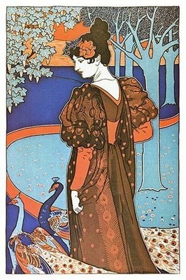 Woman with Peacocks Alphonse Mucha Poster Print