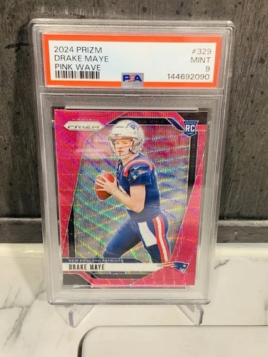 Drake Maye 2024 Prizm #329 RC ROOKIE PINK WAVE PRIZM PSA 9