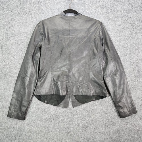 Bod & Christensen Genuine Leather Open Front Moto Jacket Black Biker Soft Large - Picture 8 of 17