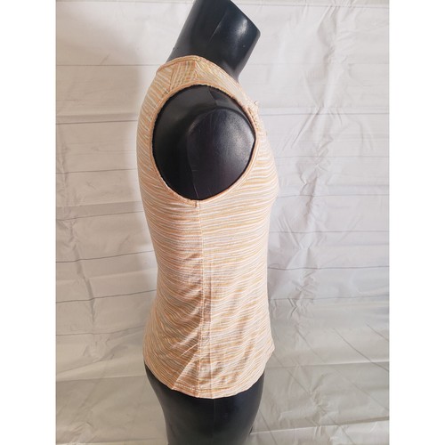 Woolrich Orange & White Striped Henley Sleeveless Top - Women’s Small - Bild 2 von 5