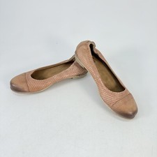 Taos Cleo Burnished Tan Brown Leather Flats Slip-On Shoes Women Size 5-5.5