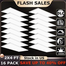 16PC 2x4 LED Dimmable Flat Panel Light 8400LM 5000K Drop Ceiling Troffer Fixture