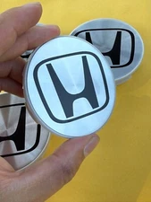HONDA Set Of 4 Silver Brushed Silver Wheel Center Caps 69MM