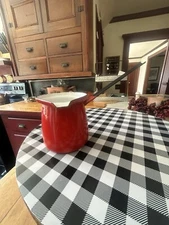 Vintage Huta Silesia Red Enamelware Turkish Butter/chocolate Pot Poland