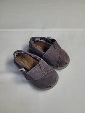 Toms Infant Toddler T4 Brown Canvas slip-on shoes Size 4 Adjustable Side Strap
