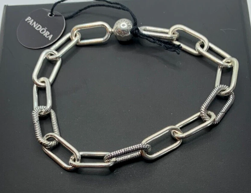 Auténtico Brazalete Pandora ME Grueso Eslabón de Cadena Plata 20cm/7.9" 598373-4