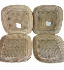 NEW Home Studio Wicker Charger Plates 13" Square Shape with Rounded Edge 4 Set