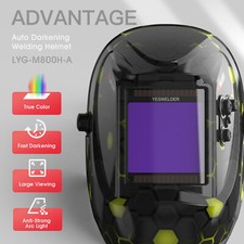 YESWELDER Large View Screen True Color Auto-Darkening Welding Helmet/ Hood/Mask