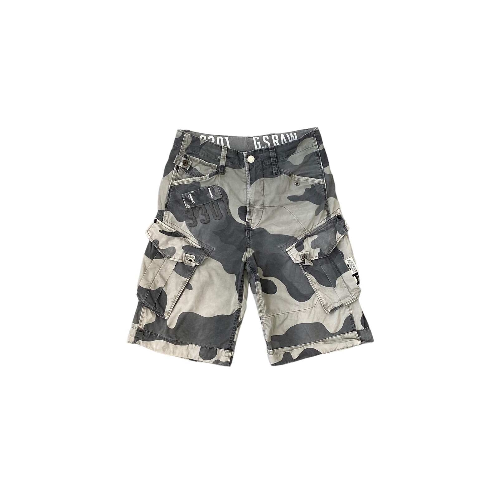 G-Star Raw Denim Y2K PT Rovic Belt Camouflage Cargo Shorts Size 28