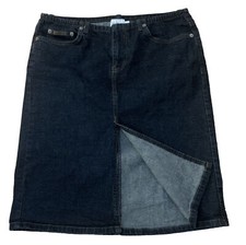 Calvin Klein Jeans Juniors Skirt Straight Front Slit Dark Wash Denim size 7