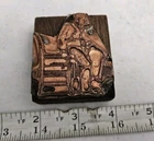 Vintage Letterpress Printing Block Older Man Sitting Smoking Cigar