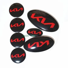 7x Black Red KN Front Rear Emblem Steering Wheel Center Sticker for K5 K3 FORTE