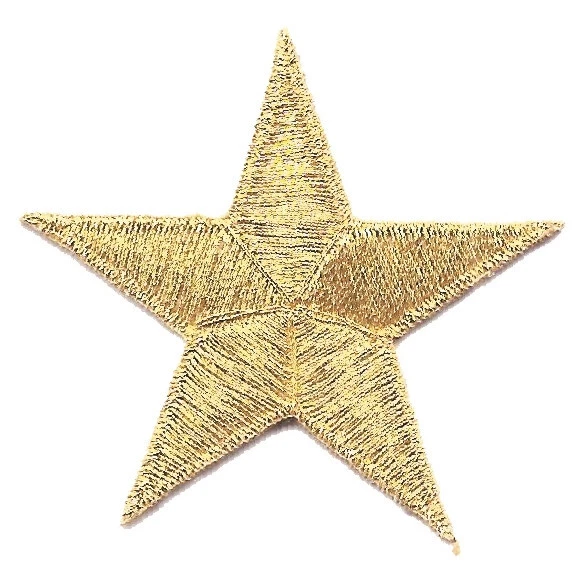 Finest Quality Old Gold Color Stars Embroidery Patches Metallic Thread 6Pcs Pack - Image 2 of 3