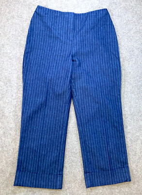 Mossimo Pants Womens 6 Wide Leg Chambray Cropped Striped Stretch Denim