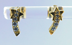 Authentic Authentic Pandora Earrings, Gold Shooting Star Studs 262375C01, 14K Gold Plated