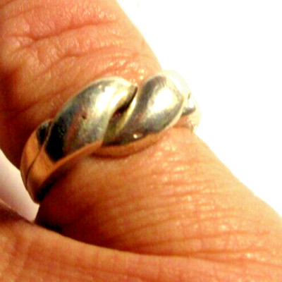 FUNKY RETRO 2-TEILIGES PUZZLE-RING STERLINGSILBER GRÖSSE O