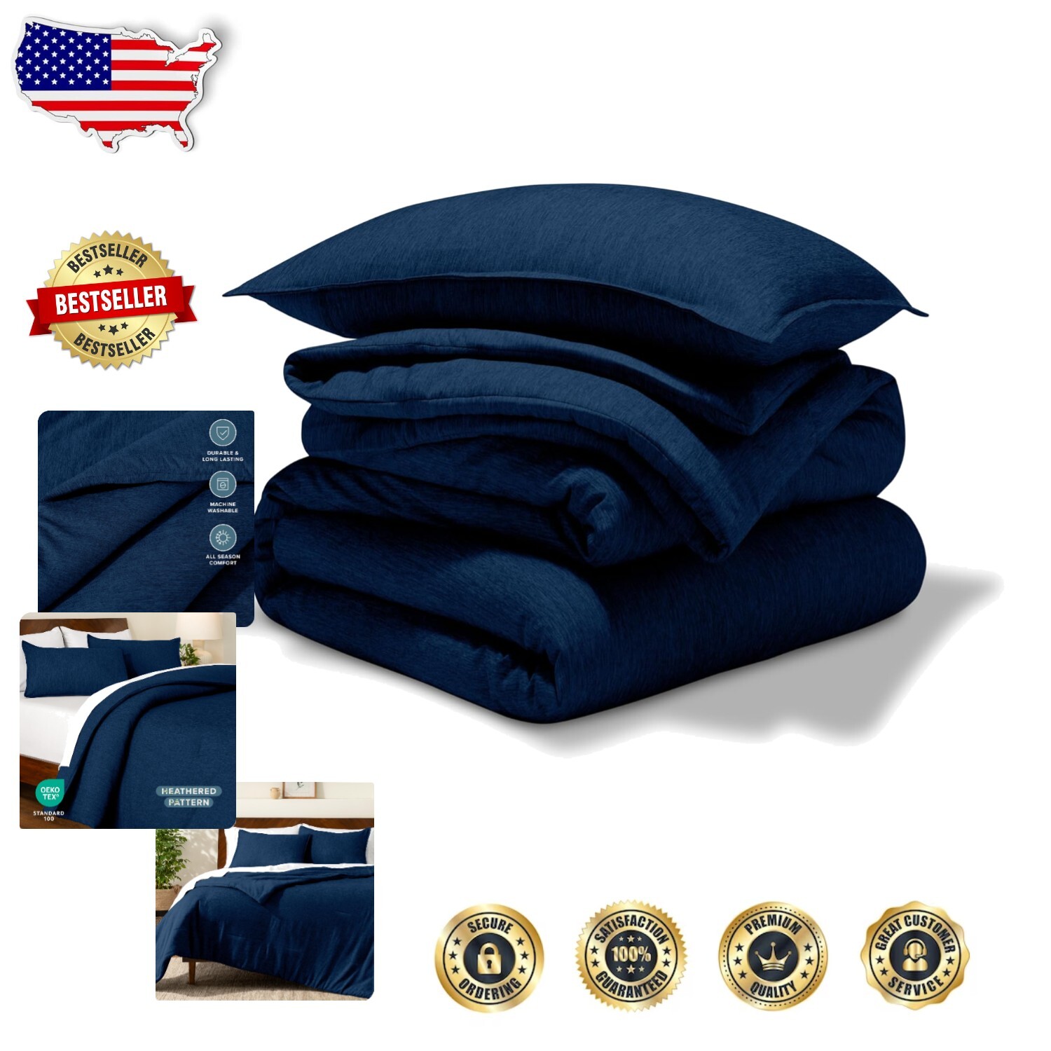 Comforter Set Twin/Twin XL - Ultra-Soft Hydro-Brush Microfiber, Includes Sham-image