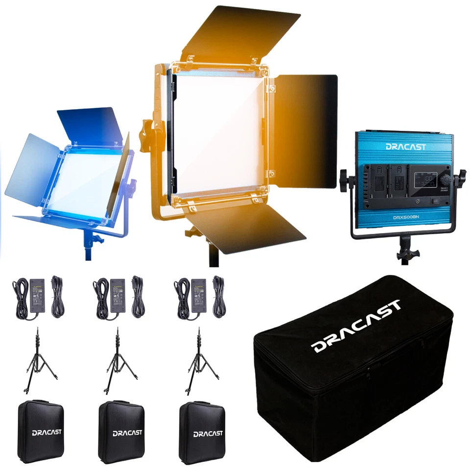 Dracast LED500 Serie X Bicolor LED Kit de 3 Luces con Estuche de Viaje Acolchado de Nylon Foto 2 de 4