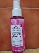 Heritage Store Rosewater & Glycerin, Hydrating Facial Mist, 4 fl oz (118 ml) New