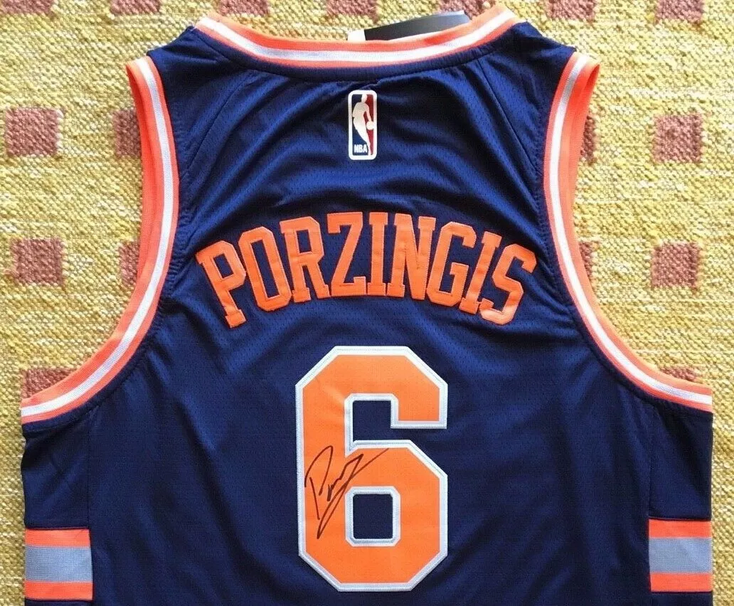 Kristaps Porzingis Signed Autograph New York Knicks Jersey NBA NYC