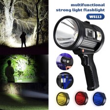 900000000LM Bright LED Spotlight Flashlight Solar/USB Rechargeable Searchlight
