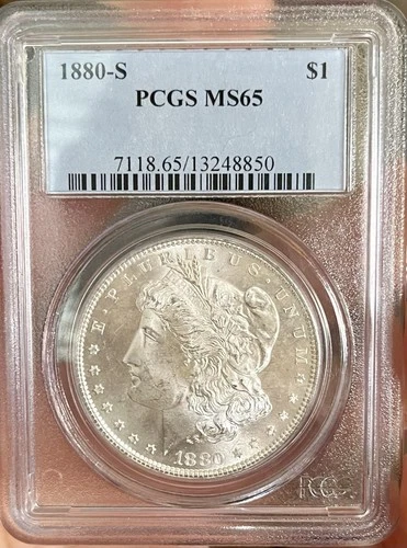 1880-S PCGS MS65 Morgan Dollar. Uncirculated Silver Coin. Great Strike! 🪙🔥