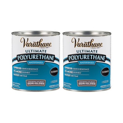 Varathane Ultimate Water Based Polyurethane 2 Quart Semi Gloss Varnish