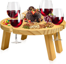 Wooden Portable Picnic Table, Mini Wine Table for Outdoor, Foldable Beach Picnic