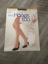 Hanes Too Silky Sheer Size CD Barely Black Control Top Sandalfoot Style H59