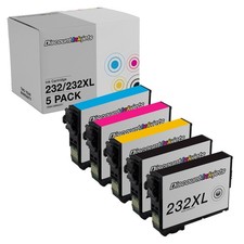 Ink Cartridge Replacements for Epson 232XL 232 HY, SY 2 Bk, C, M, Y, 5-Pack 
