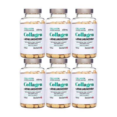 6-pack BioSalma Collagen + Hyaluronic Acid 120 Tablets Vitamin C Biotin Zinc