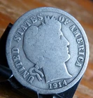 1914 p silver barber dime