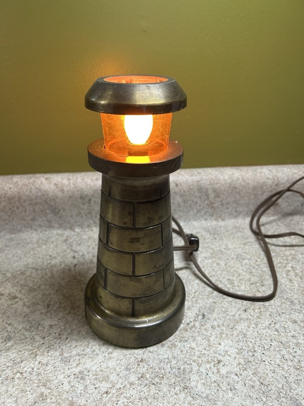 Vintage Brass Maritime Lighthouse Lamp Nightlight Electric Wired Wall Plug In