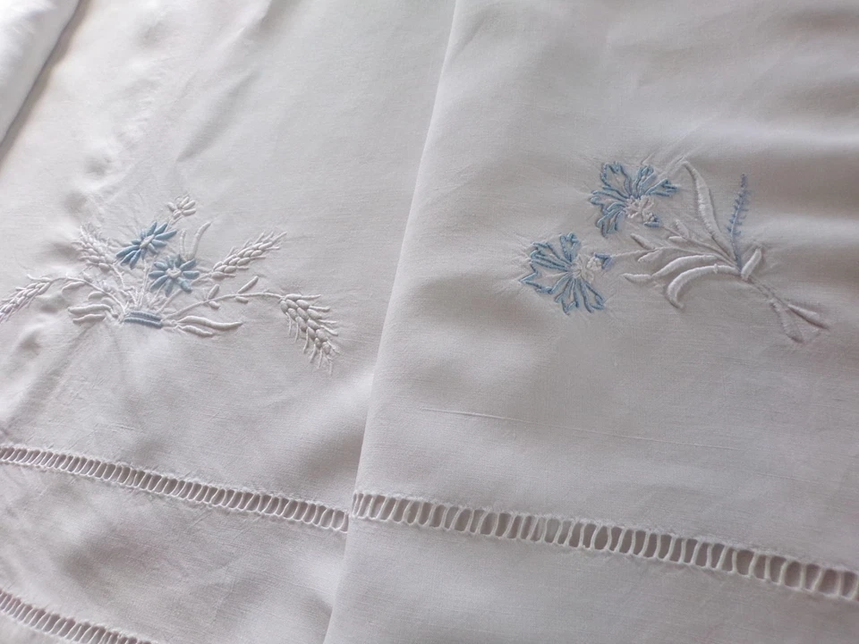 Drap Ancien en Lin Broderie Floral 230 cm x 308 cm - Photo 2/4