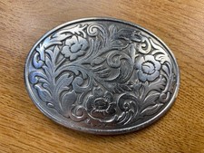 Silver Tone Oval Floral Belt Buckle 2003