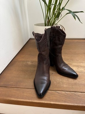 DUNE LONDON Dark Brown Leather Cowboy Western Boots (40