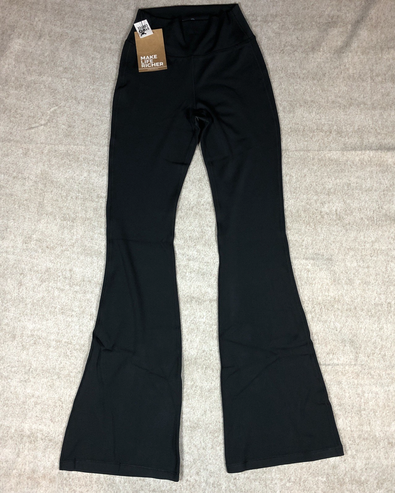 Gym and Coffee Womens Soft Motion Flare Leggings XS UK 8 Black High Waisted Yoga