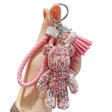 Girls Fashionable Diamond Bear Pendant Keychain Bling Sparkle Luxury Bear Key...