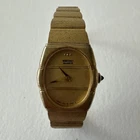 Vintage Seiko Watch Women Gold Tone Gold Dial Oval 1400-8519R Untested